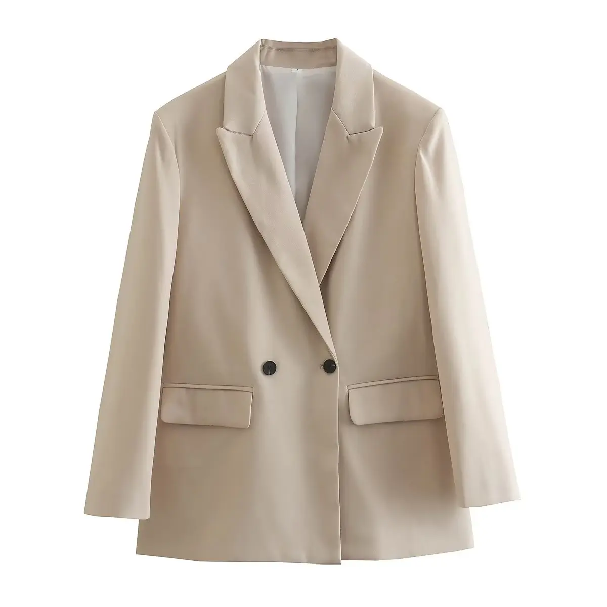 Classic Double-Breasted Notched-Collar Long-Sleeve Anti-Wrinkle Blazer Jacket - Image 7