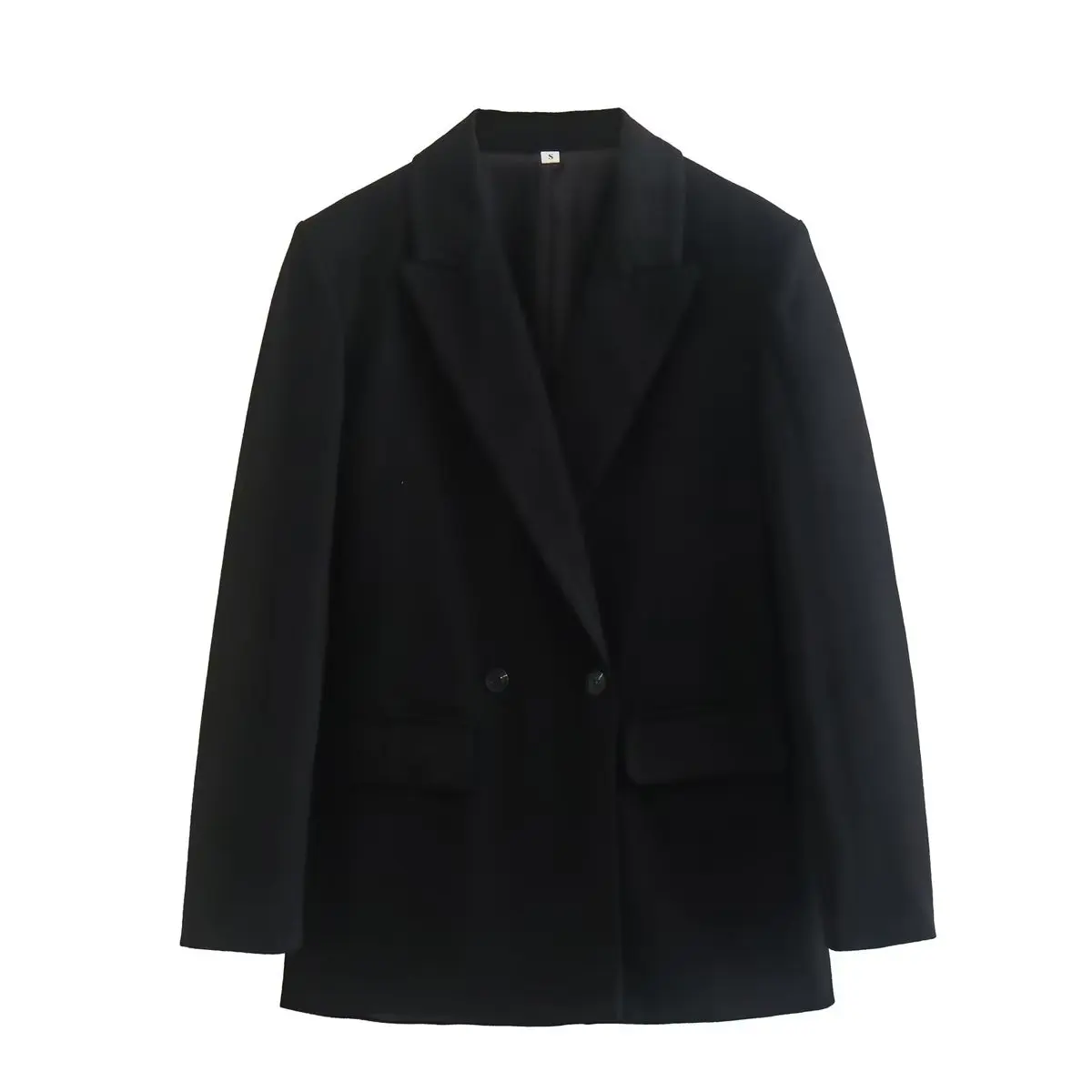 Classic Double-Breasted Notched-Collar Long-Sleeve Anti-Wrinkle Blazer Jacket - Image 9
