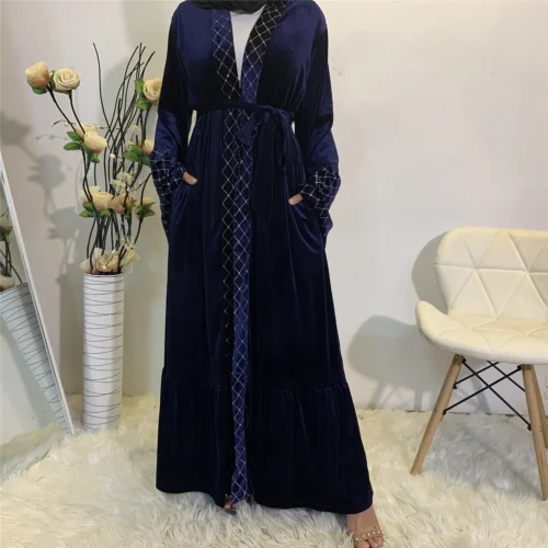Embellished Velvet Kimono Style Abaya