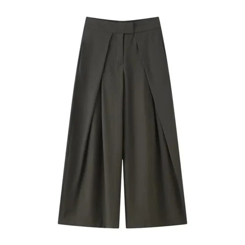 High-Waist Pleated Wide-Leg Trousers