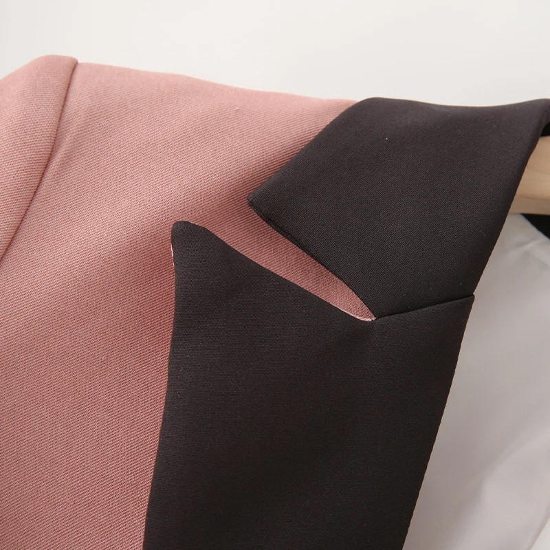 Contrast Stitching Single-Breasted Blazer Jacket - Image 4
