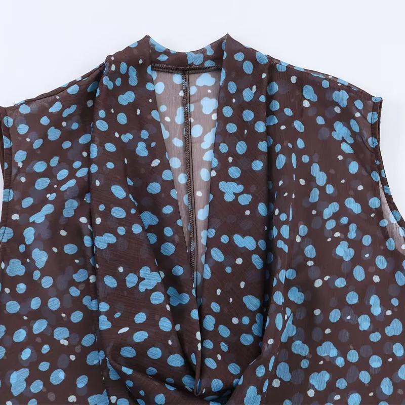 Polka-Dot V-Neck Sleeveless Vest and High-Waist Casual Trousers Two-Piece Set - Image 6