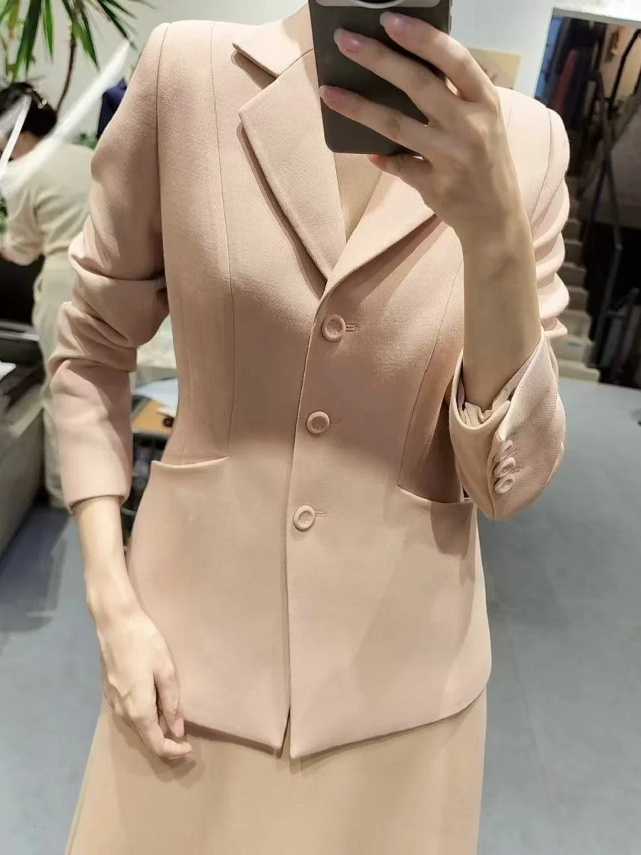 Women’s 3D Tailored Cropped Blazer – Ivory Wool-Silk - Image 2