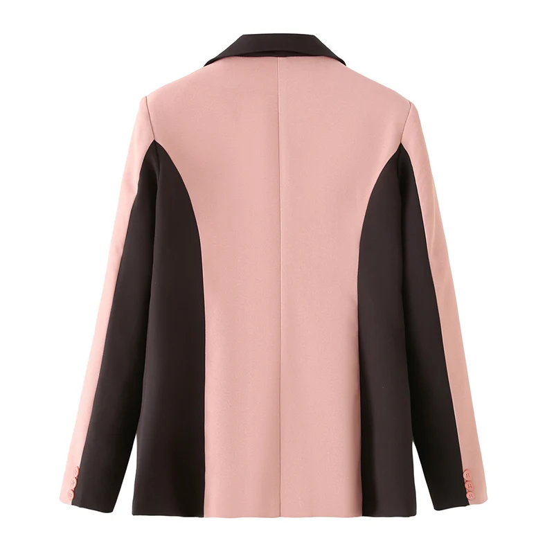 Contrast Stitching Single-Breasted Blazer Jacket - Image 2
