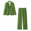 Long-Sleeve V-Neck Blazer Jacket and Pleated Casual Trousers Two-Piece Suit - Image 7