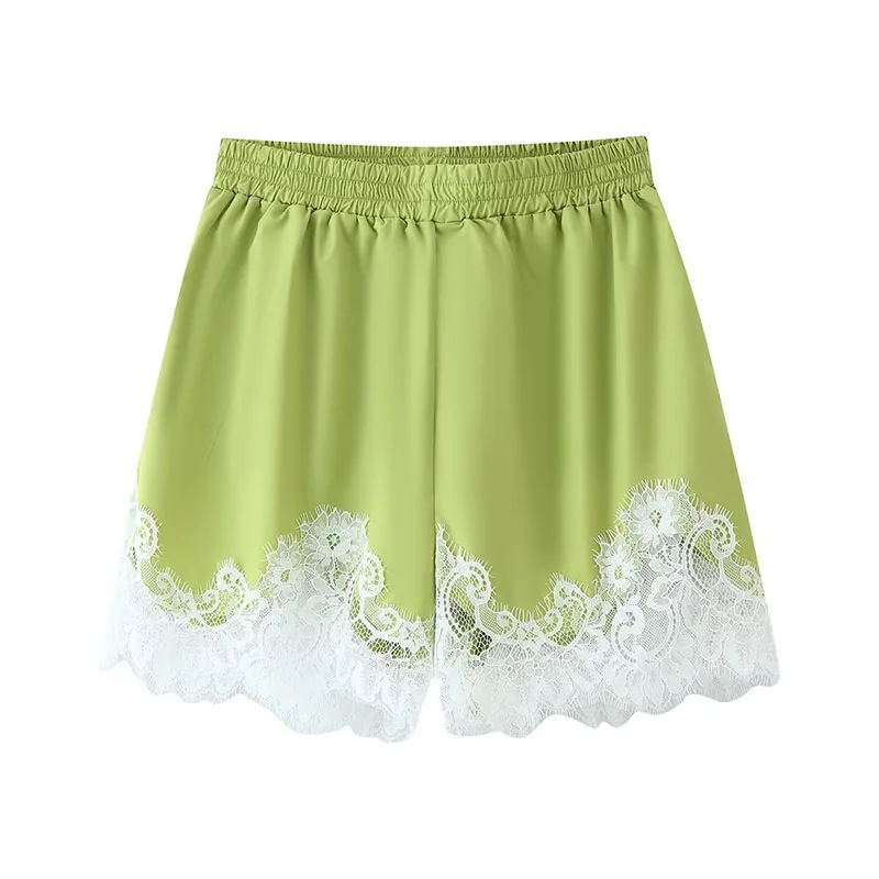 Lace Trim Turn-Down Collar Shirt and Shorts Two-Piece Set - Image 5