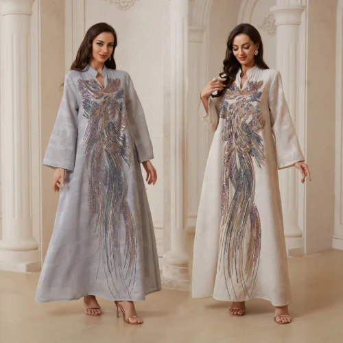 Luxury Sequin Embroidered Modest Maxi Abaya