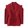 Waist-Tie Wide Shoulder Blazer – Multi-Colour - Image 8
