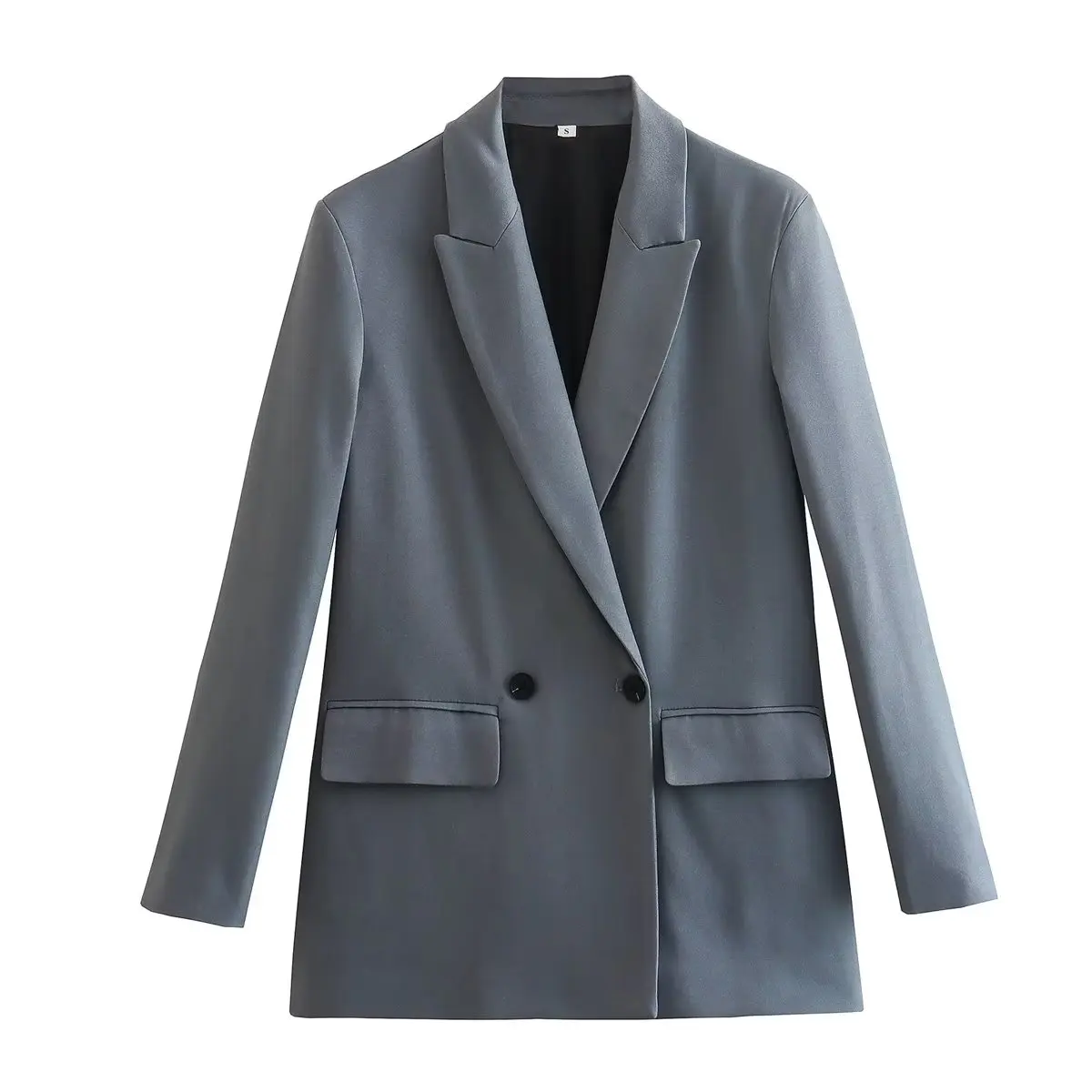 Classic Double-Breasted Notched-Collar Long-Sleeve Anti-Wrinkle Blazer Jacket - Image 10