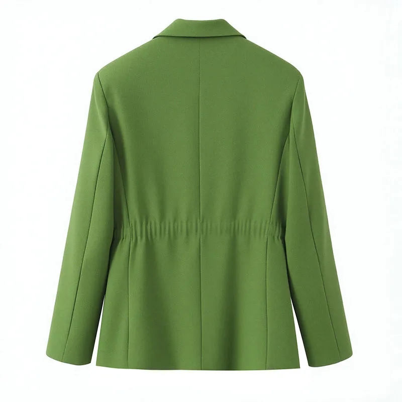 Long-Sleeve V-Neck Blazer Jacket and Pleated Casual Trousers Two-Piece Suit - Image 3