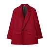 Women's Classic Casual Double-Breasted Notched-Collar Long-Sleeve Solid Blazer Jacket - Image 16