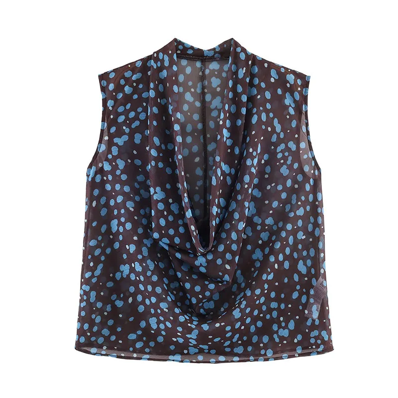 Polka-Dot V-Neck Sleeveless Vest and High-Waist Casual Trousers Two-Piece Set - Image 2