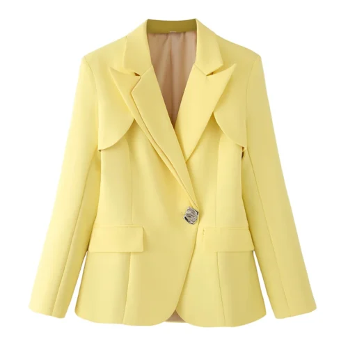 Irregular Back Cut-Out Double-Breasted Blazer Jacket