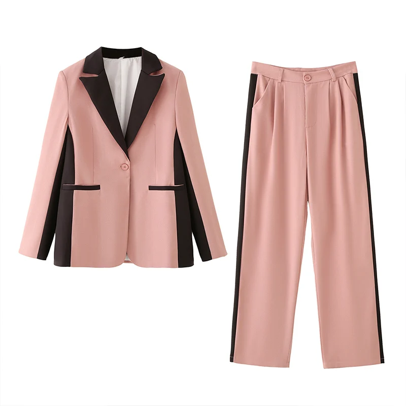 Contrast Stitching Single-Breasted Blazer Jacket - Image 6