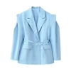 Waist-Tie Wide Shoulder Blazer – Multi-Colour - Image 7