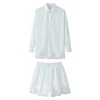 Lace Trim Turn-Down Collar Shirt and Shorts Two-Piece Set - Image 10